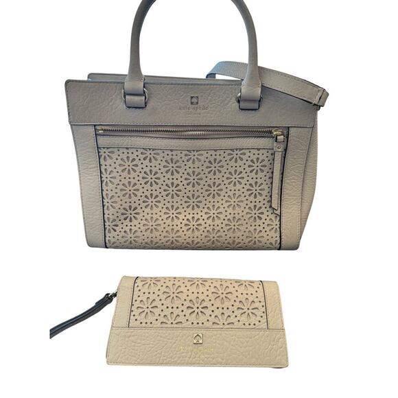 Pre Loved Kate Spade NY Perri Lane Romy Leather Floral Eyelet Purse & Wallet - Picture 7 of 16